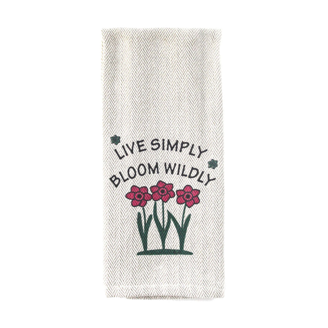 Tea Towel - Live Simply Bloom Wildly