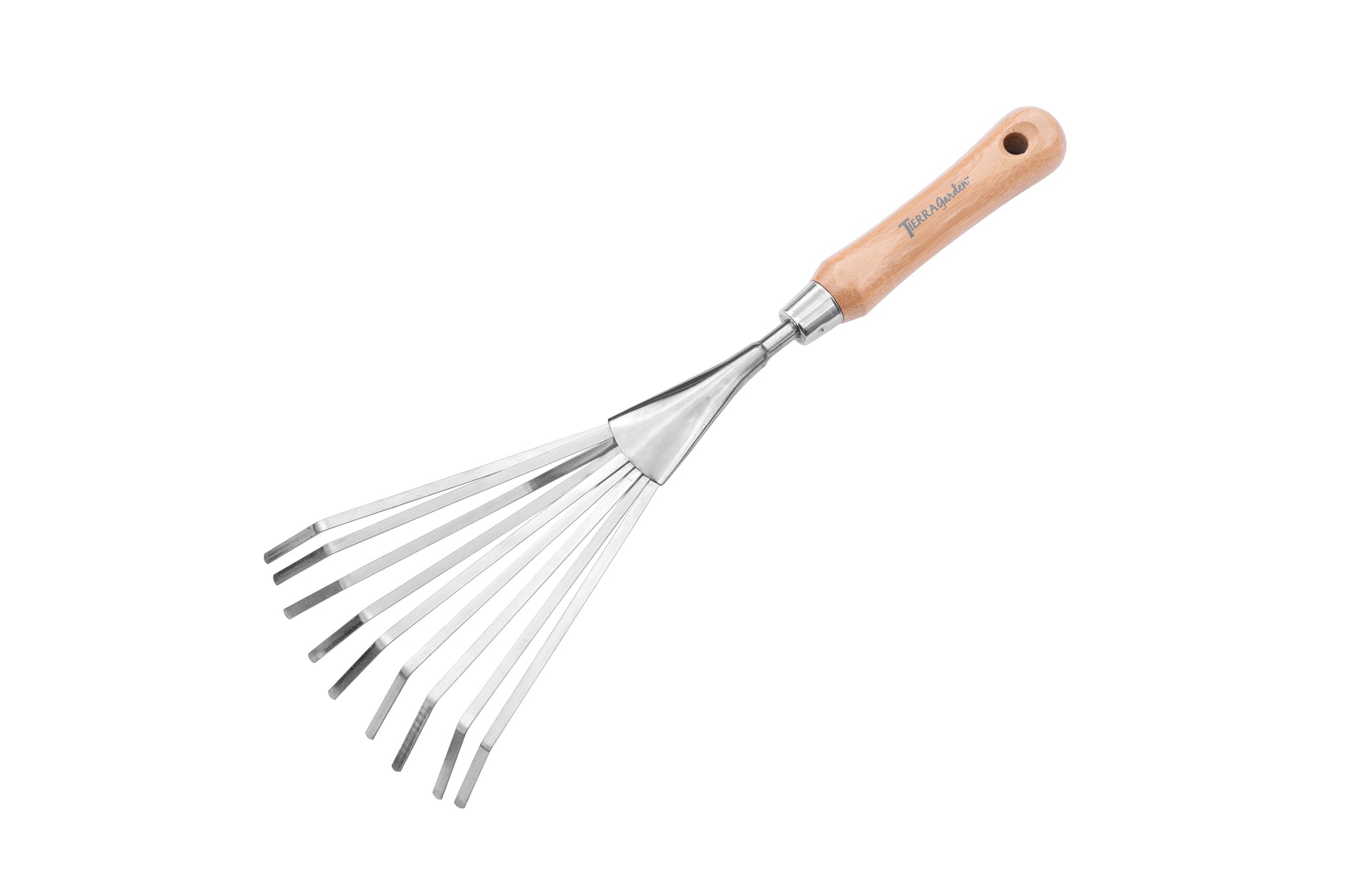 Stainless Steel Hand Rake with Bamboo Handle - garden-your-way