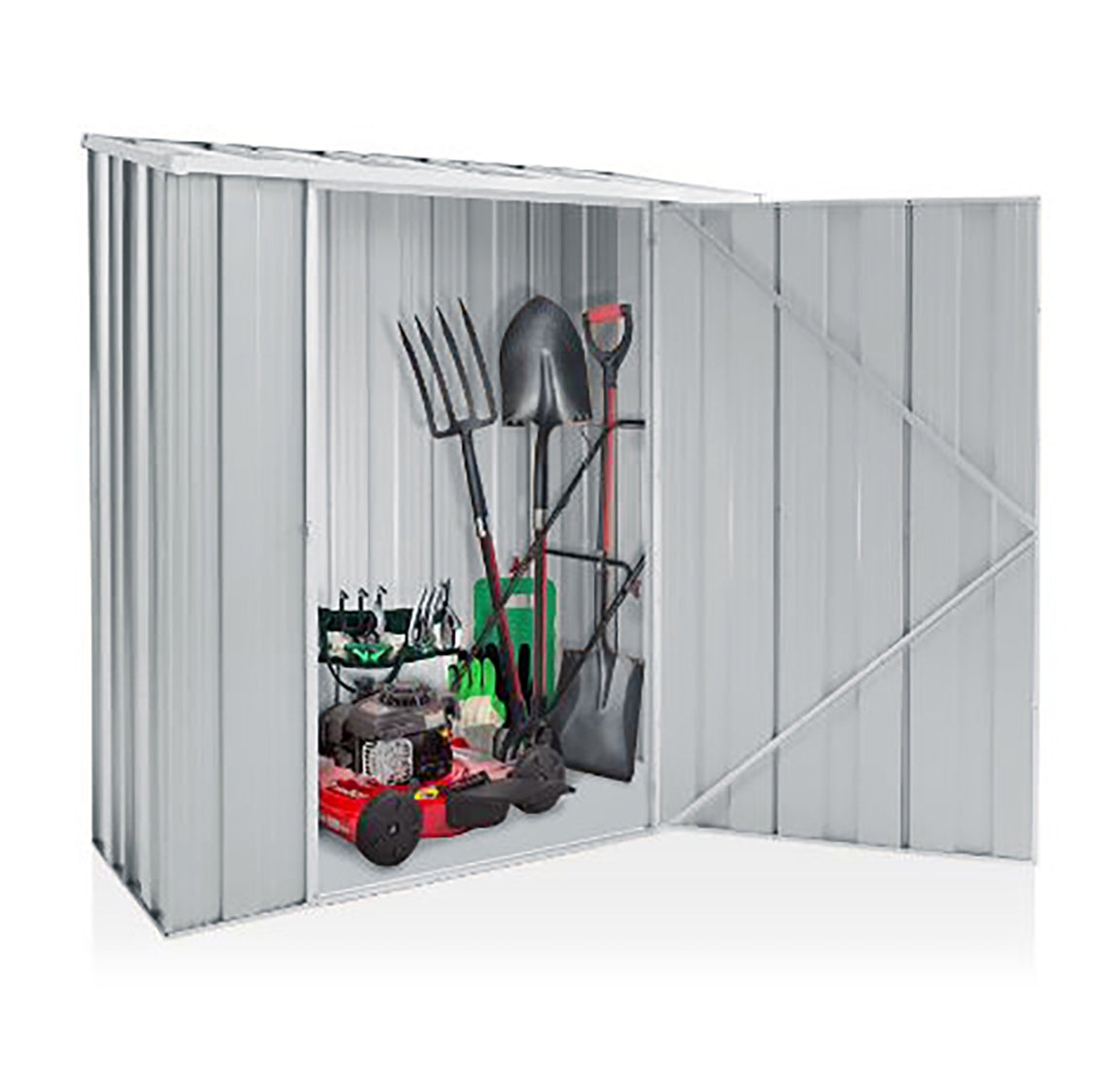 Medium Silver Metal Storage Shed for Garden and Backyard