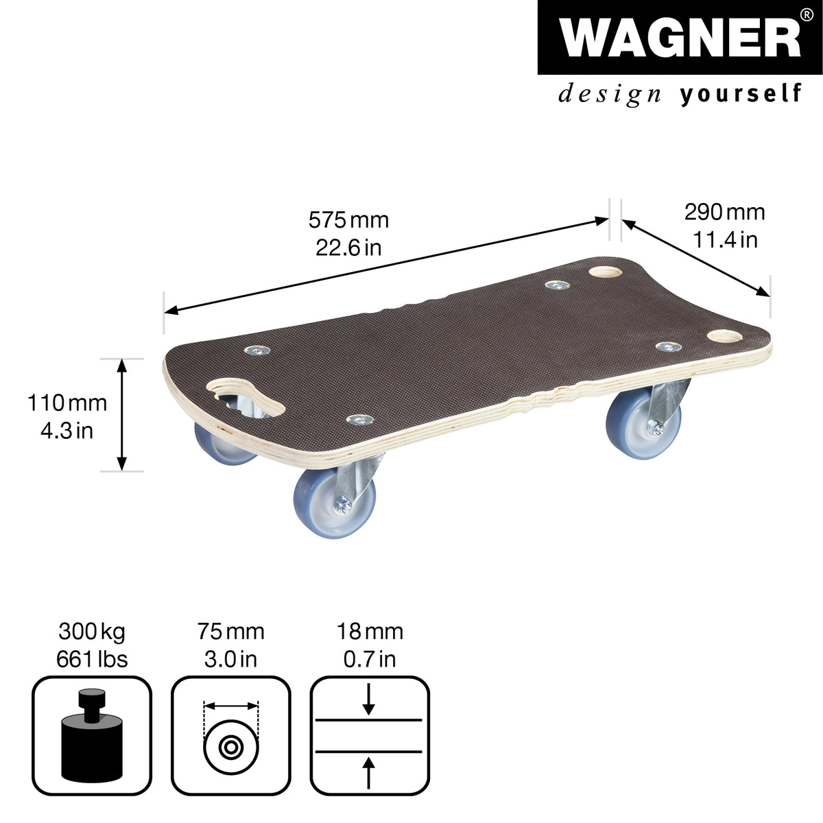 23&quot; x 11&quot; Maxigrip Wood Moving Dolly