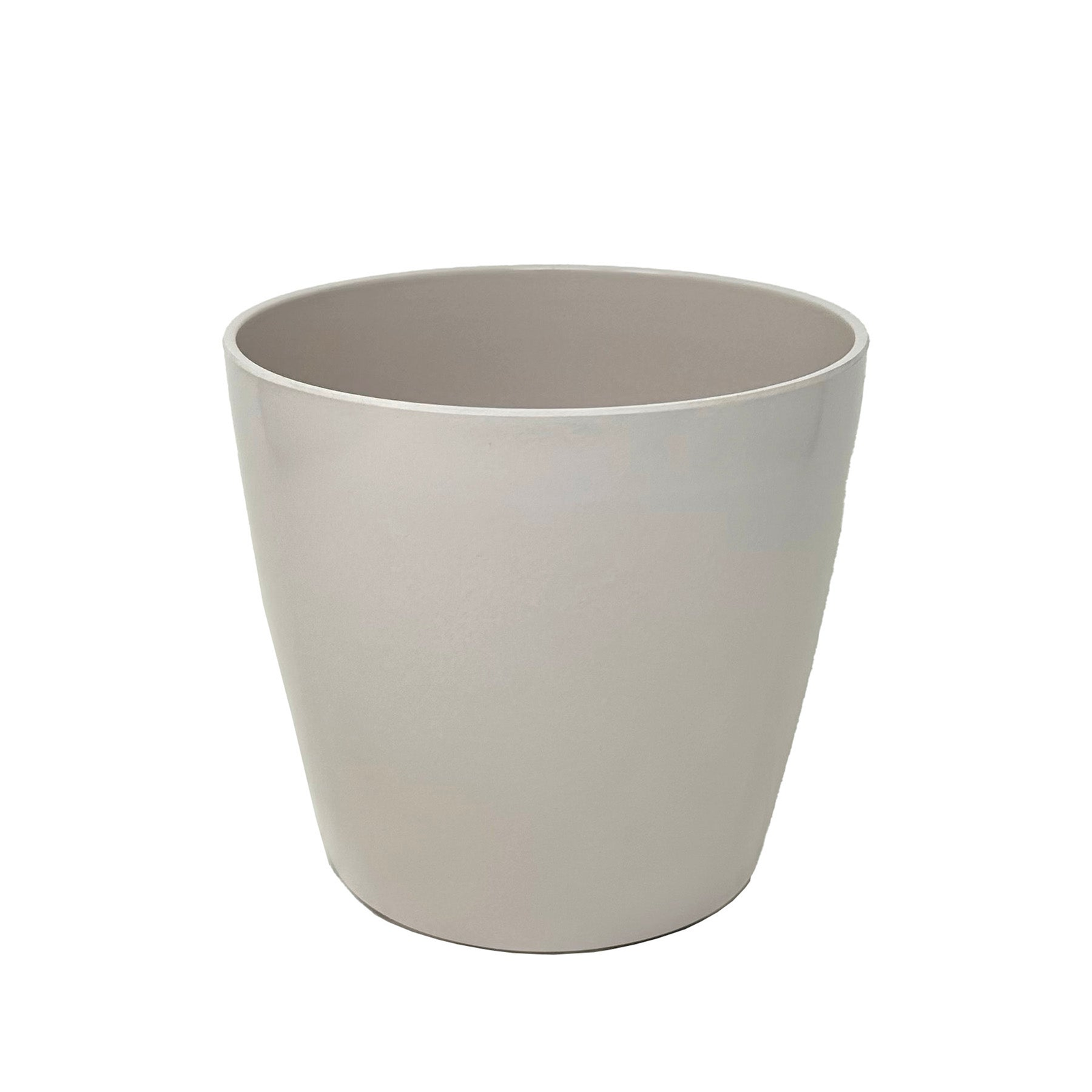 7" cream round bamboo self-watering indoor/outdoor plant pot, eco-friendly biodegradable design.