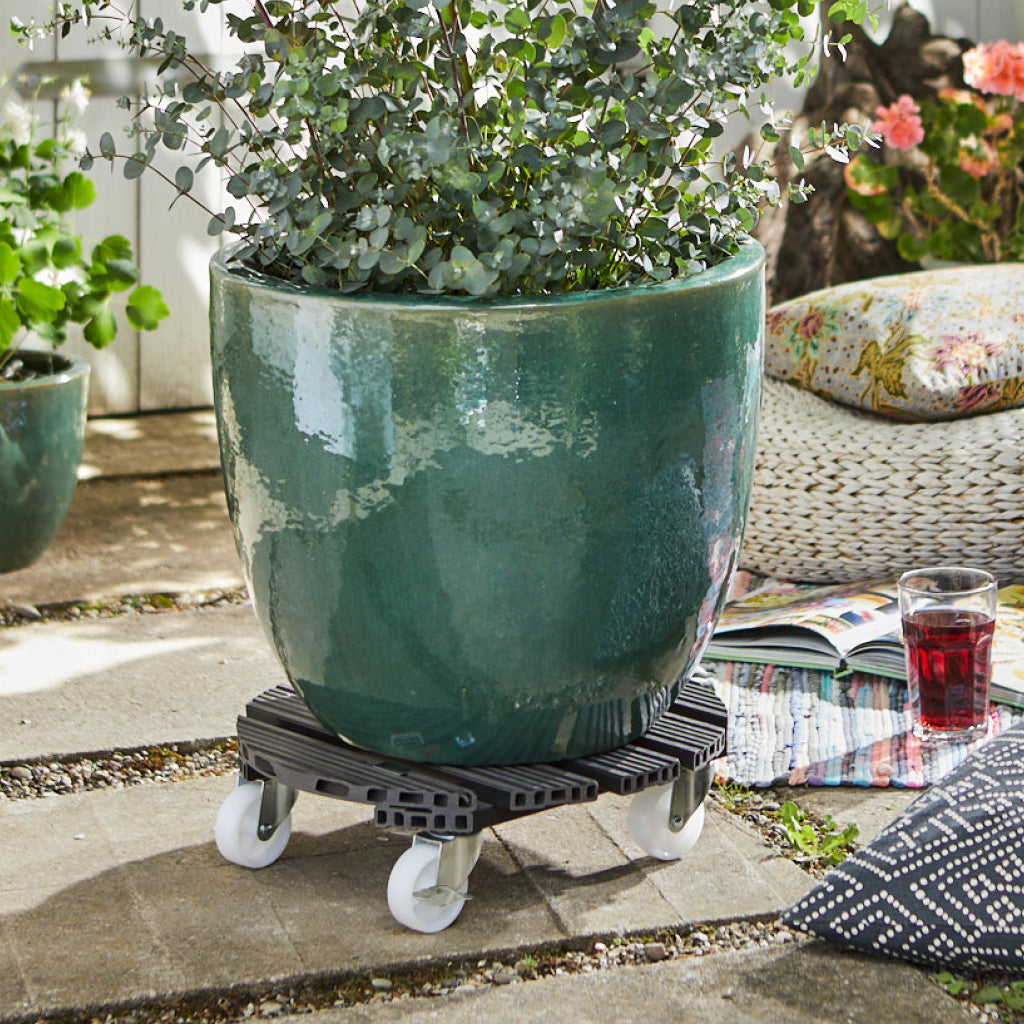 indoor plant caddy Wagner 15.1 in. Large Gray Round WPC Plant Caddy