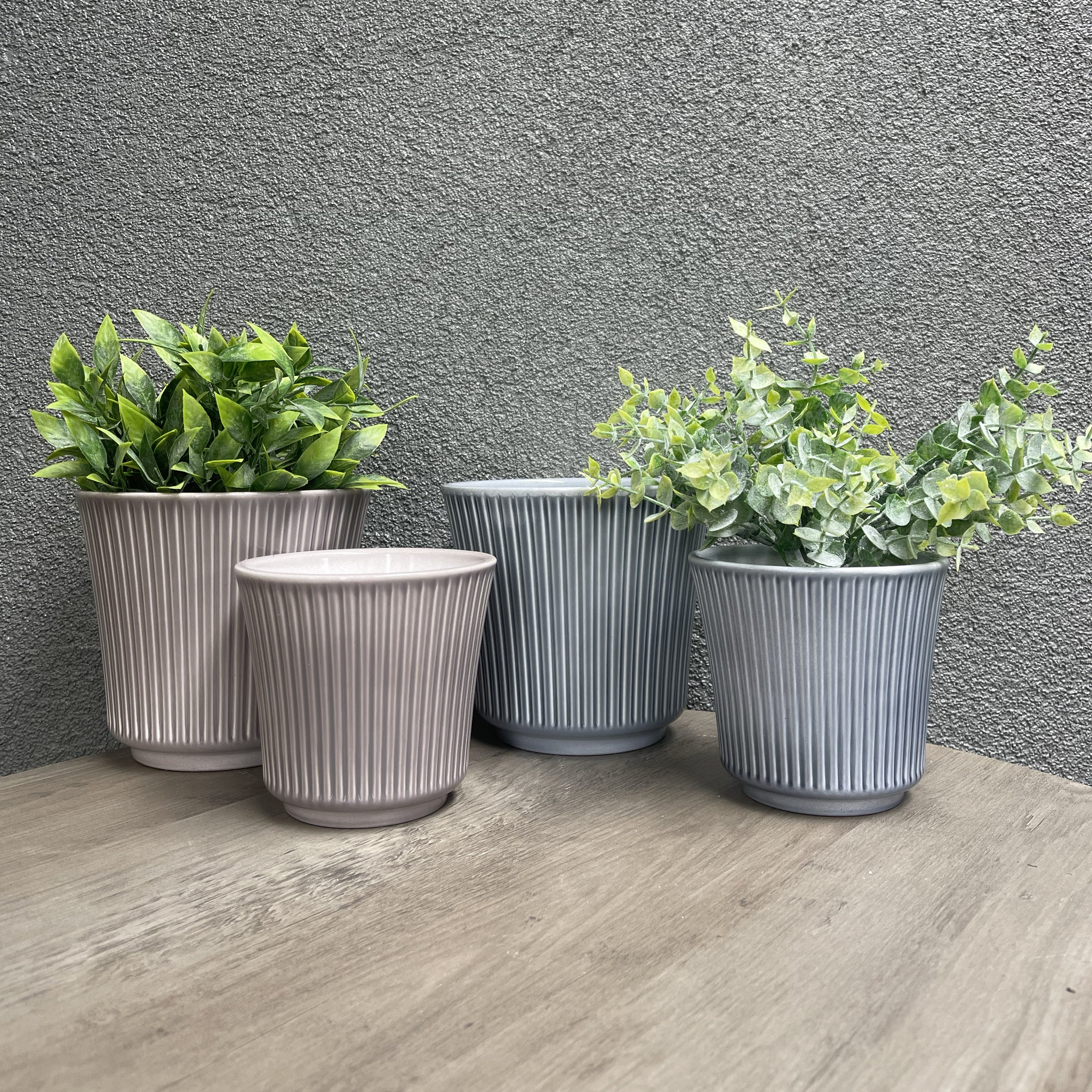 grey indoor plant pots 4-Piece Indoor Plant Pot Set Blue-Gray & Warm-Gray | Plant Containers