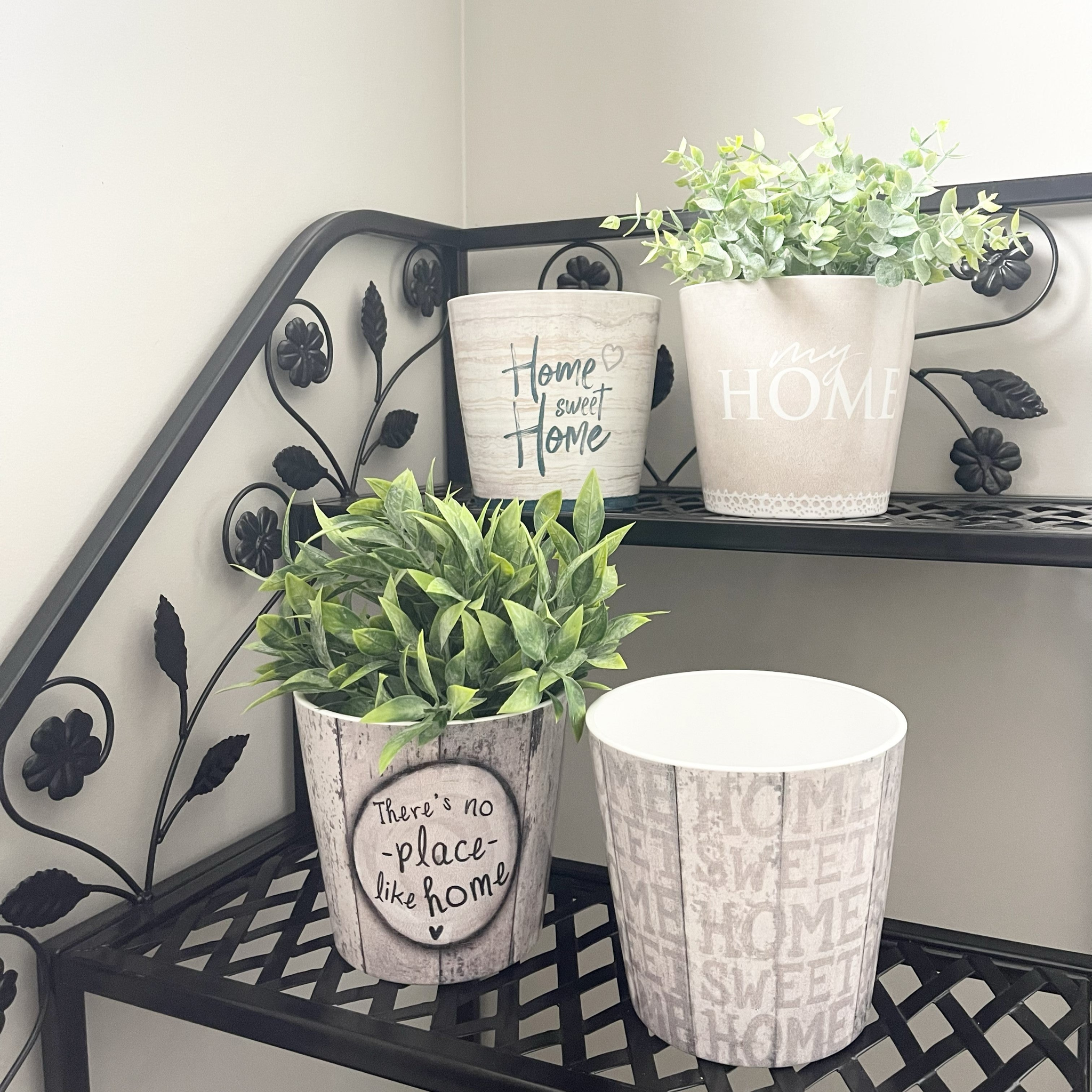 decorative ceramic pots for indoor plants Tierra Garden 4-Piece Indoor Ceramic Plant Pot Set, 5.5" Diameter, Home Themed