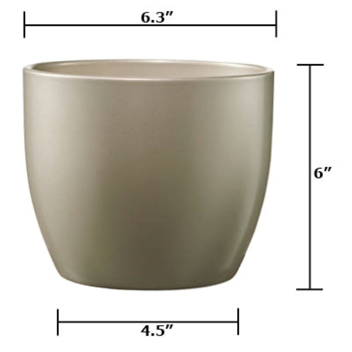 beige indoor plant pots 6.3" Gray Beige Metallic Ceramic Basel Elegance Pot