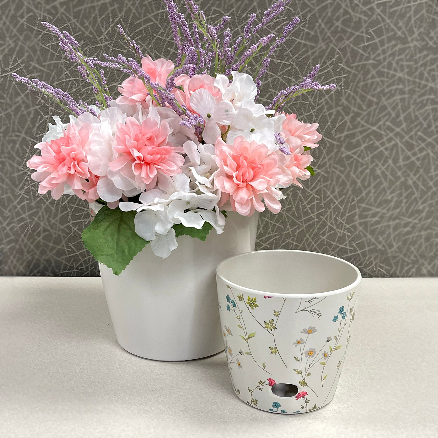 wildflower potted plants Self-Watering Plant Pot Set of 2 5" Wildflower & 7" Cream