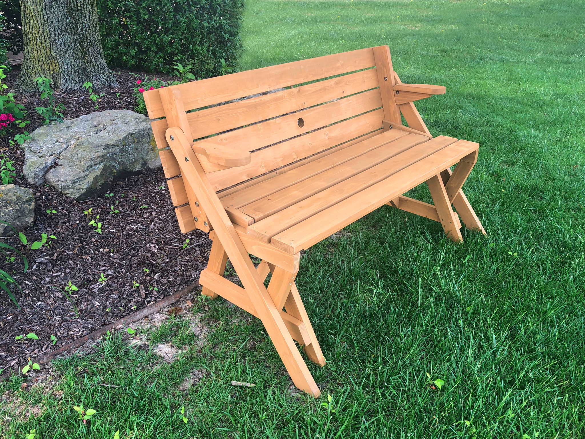 2 in 1 Convertible Picnic Table Bench 54.33 L x 57.1 W x 27.56 H Garden Your Way