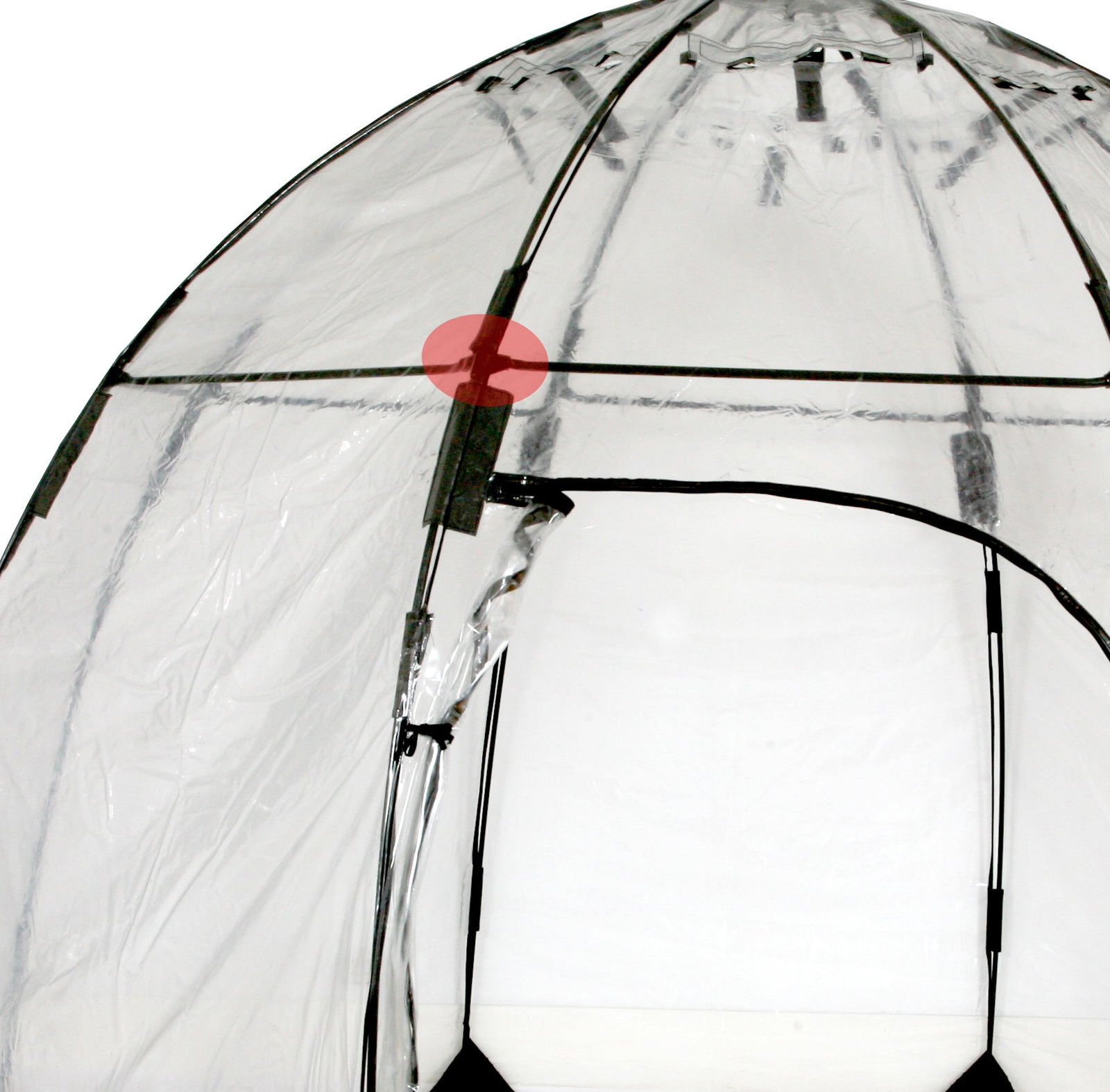 Sunbubble replacement support strut end moldings for horizontal and vertical rod attachment in dome structure.