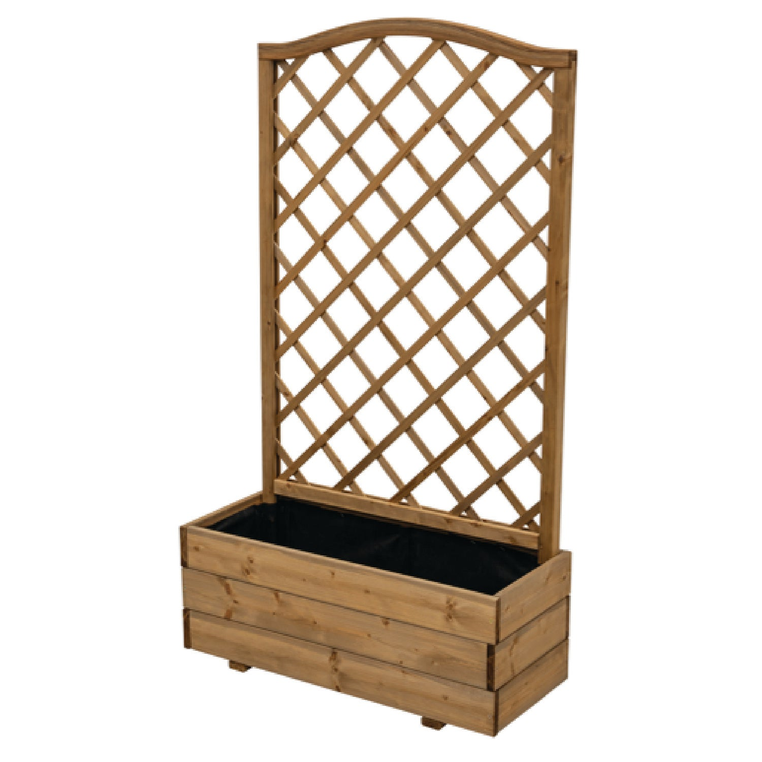 planter box with trellis nz Wooden Flower Box with Scalloped Trellis, 31"L x 12.6"W x 54"H