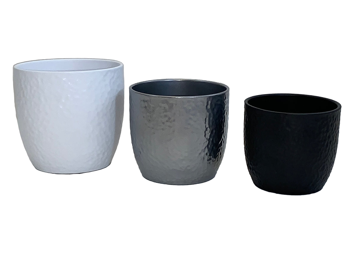 6.3&quot; White 5.5&quot; Silver 5.1&quot; Anthracite 3 Piece Set of Ceramic Boston Pots