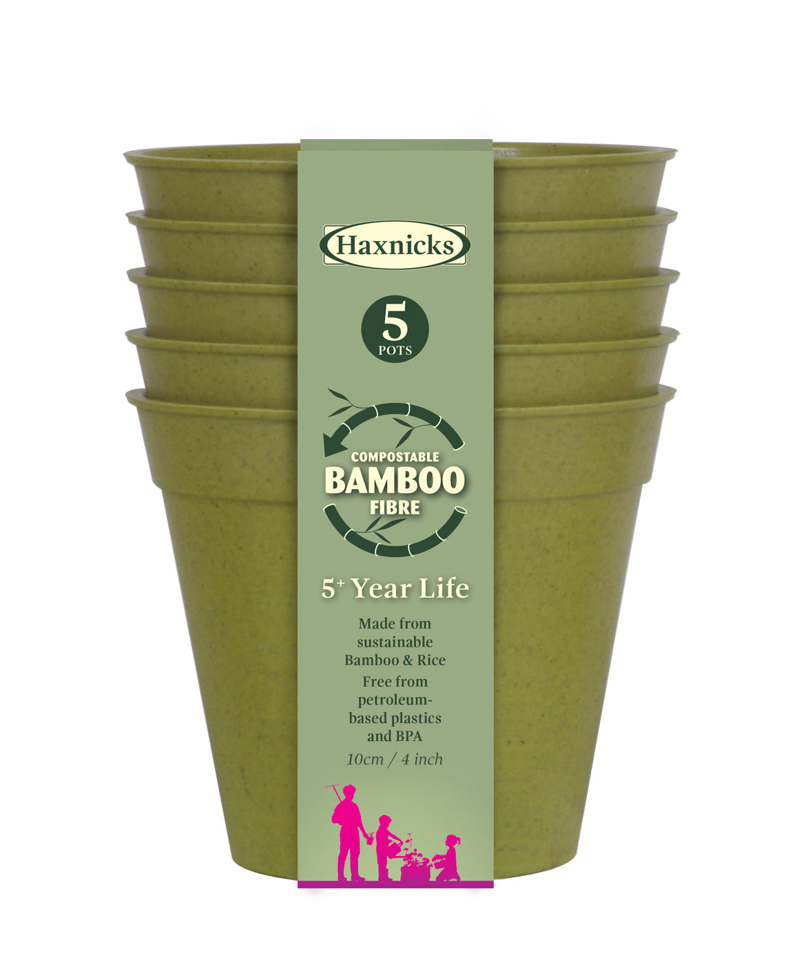 4&quot; Green Bamboo Pot 5 Pack