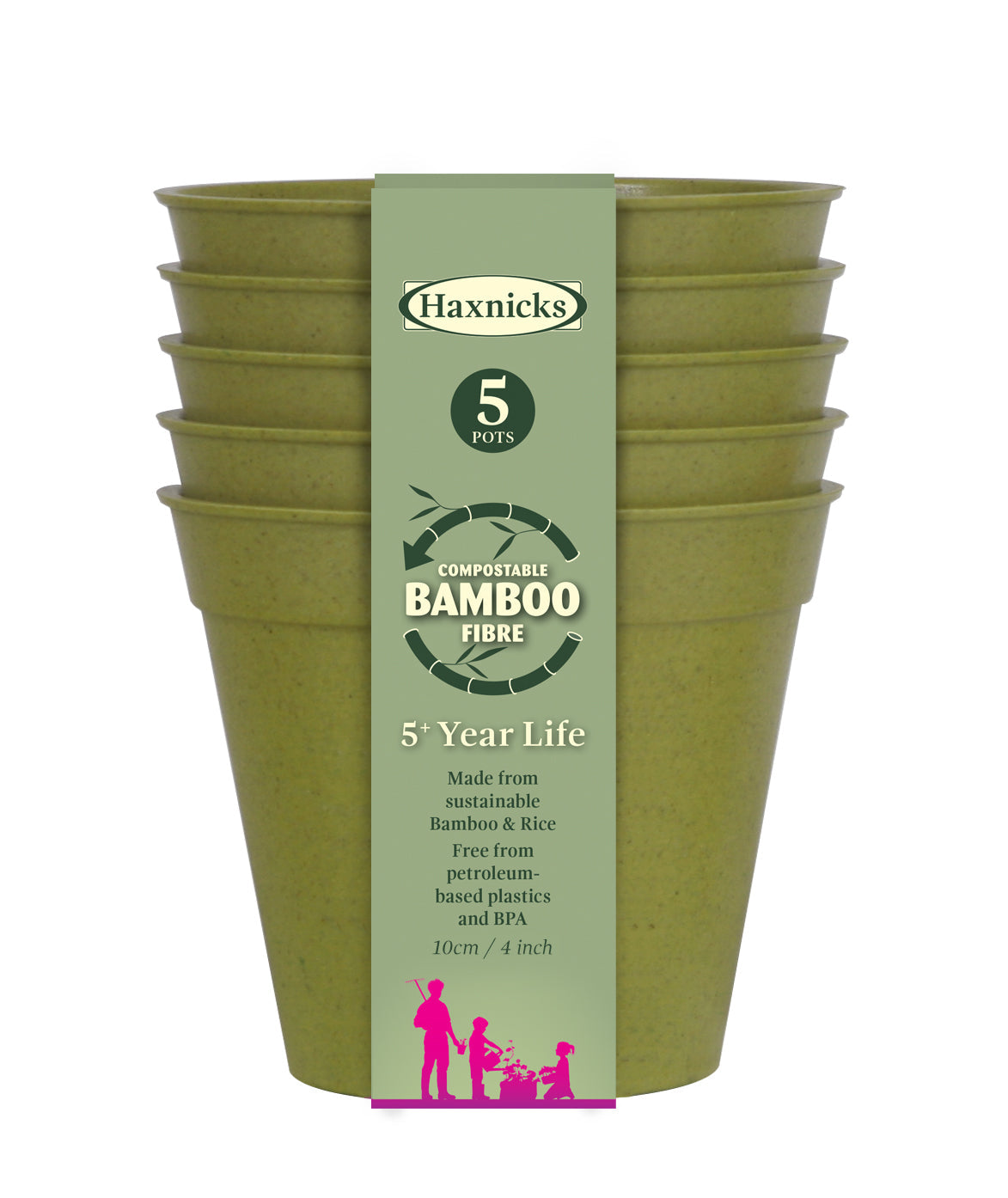 bamboo and rice plant pots 4" Green Bamboo Pot 5 Pack