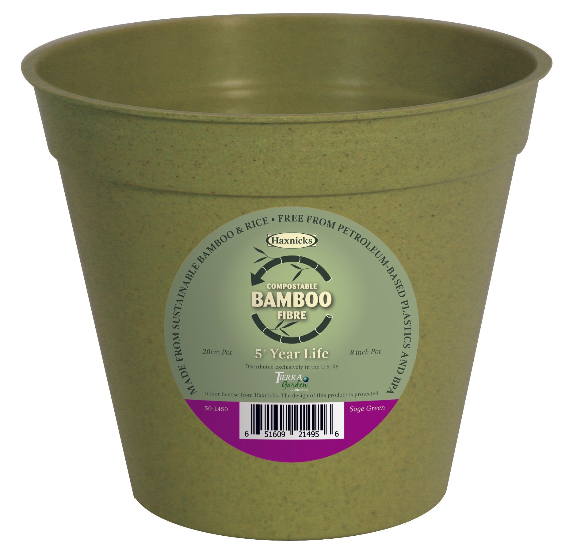 bamboo and rice plant pots 8" Green Bamboo Pot Single