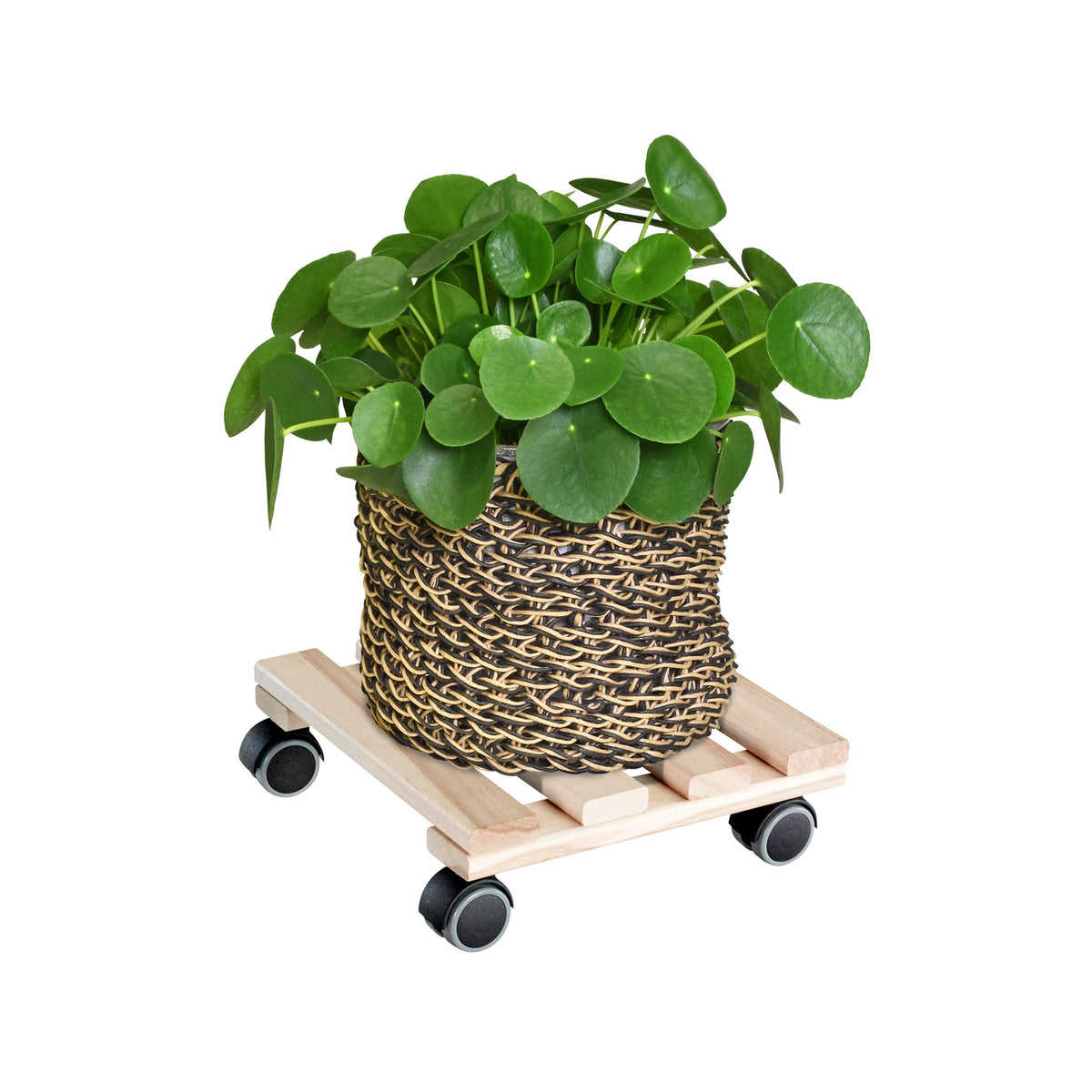 10&quot; Natural Square Wooden Plant Caddy