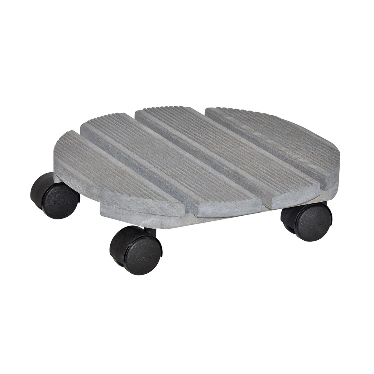 11.4&quot; Gray Round Ribbed Plant Caddy