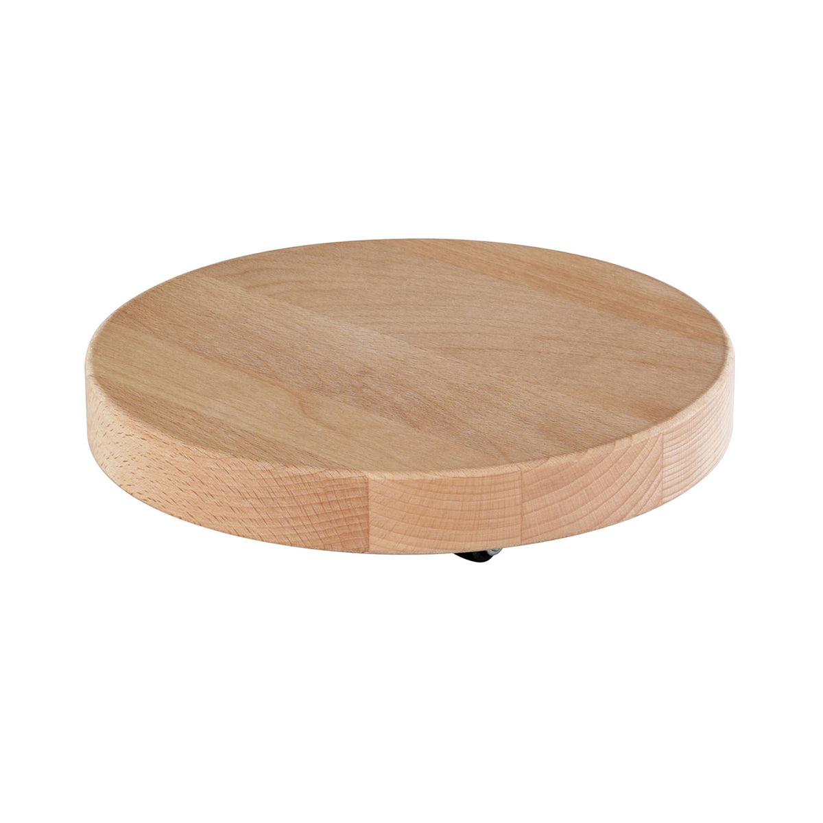 10&quot; Natural Round Wooden Plant Caddy w/No-Show Casters